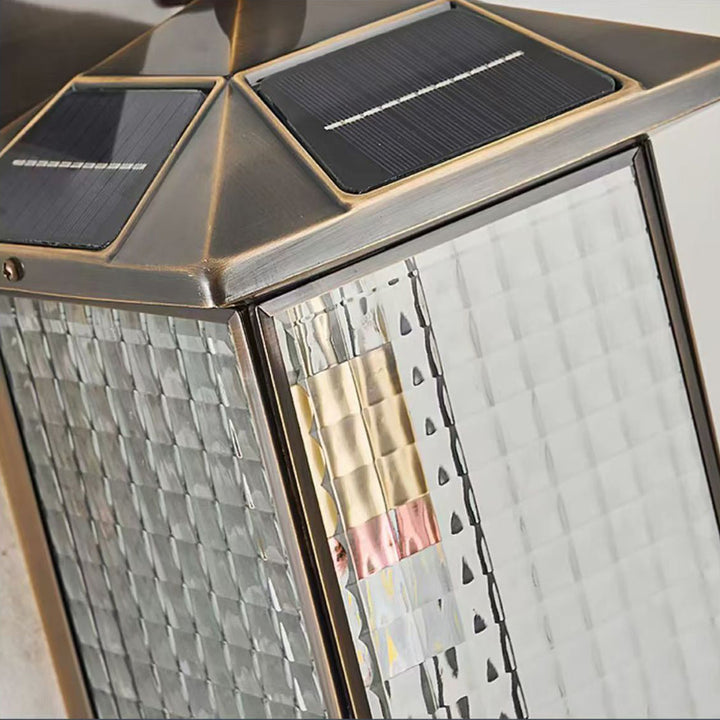 Contemporary Luxury Brass Column Tempered Glass Shade 2-Light Outdoor Wall Sconce Lamp For Garden