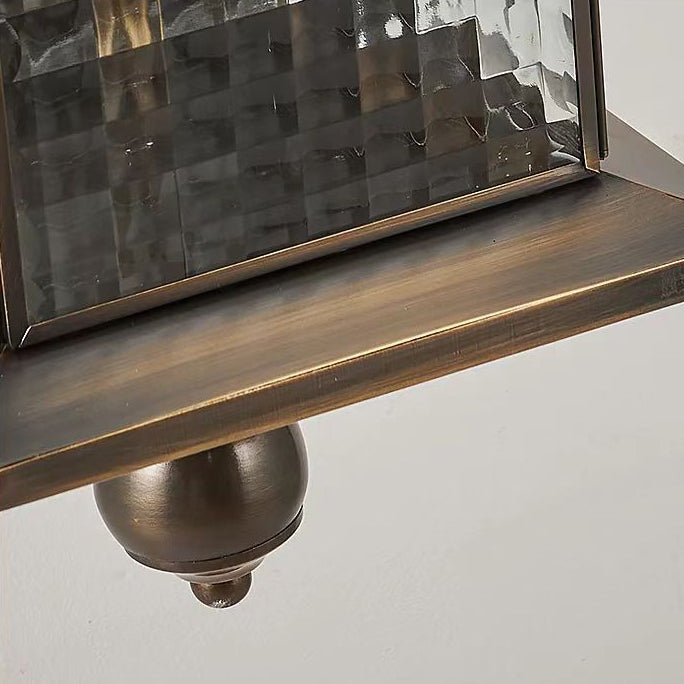 Contemporary Luxury Brass Column Tempered Glass Shade 2-Light Outdoor Wall Sconce Lamp For Garden