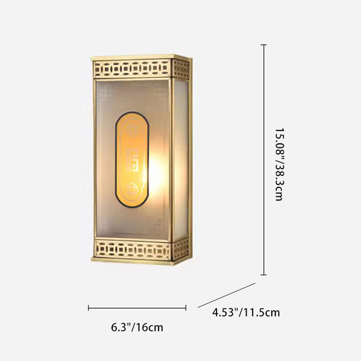 Lumière murale extérieure contemporaine de luxe en cuivre avec abat-jour en verre à 1 ampoule pour jardin 