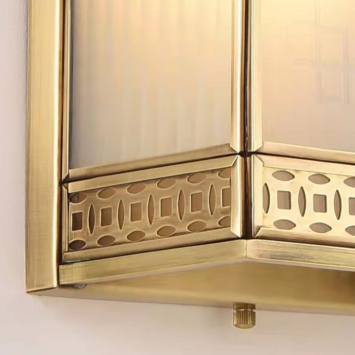 Lumière murale extérieure contemporaine de luxe en cuivre avec abat-jour en verre à 1 ampoule pour jardin 
