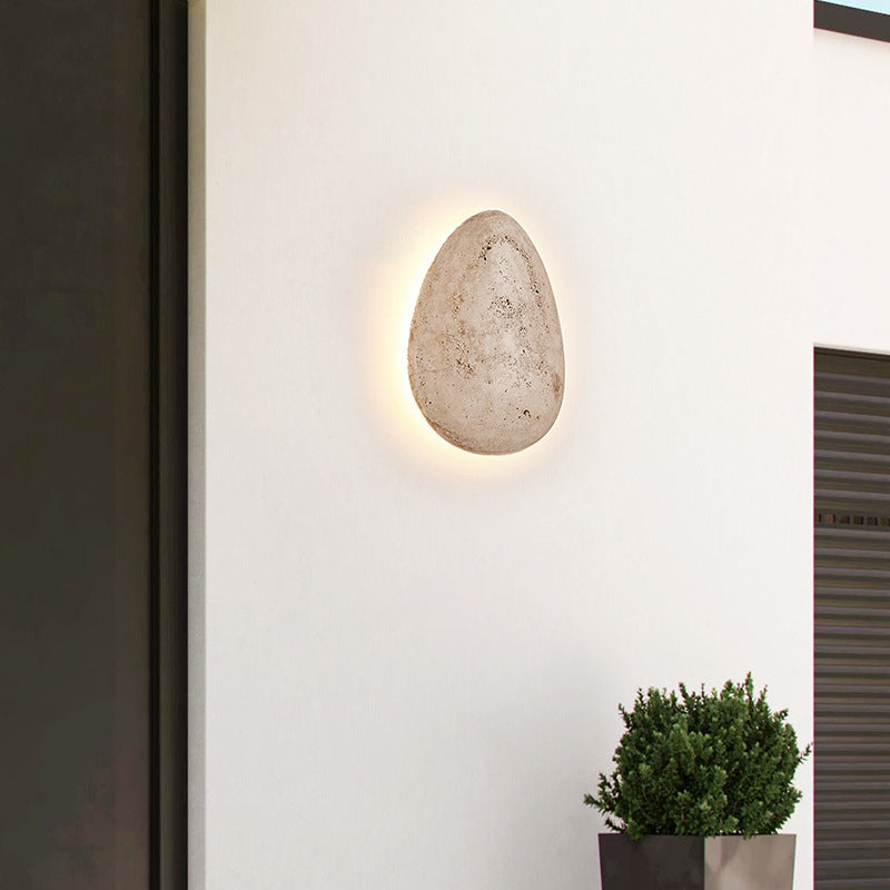 مصباح حائط خارجي مقاوم للماء بتصميم حصى الترافرتين الياباني التقليدي LED للحديقة 