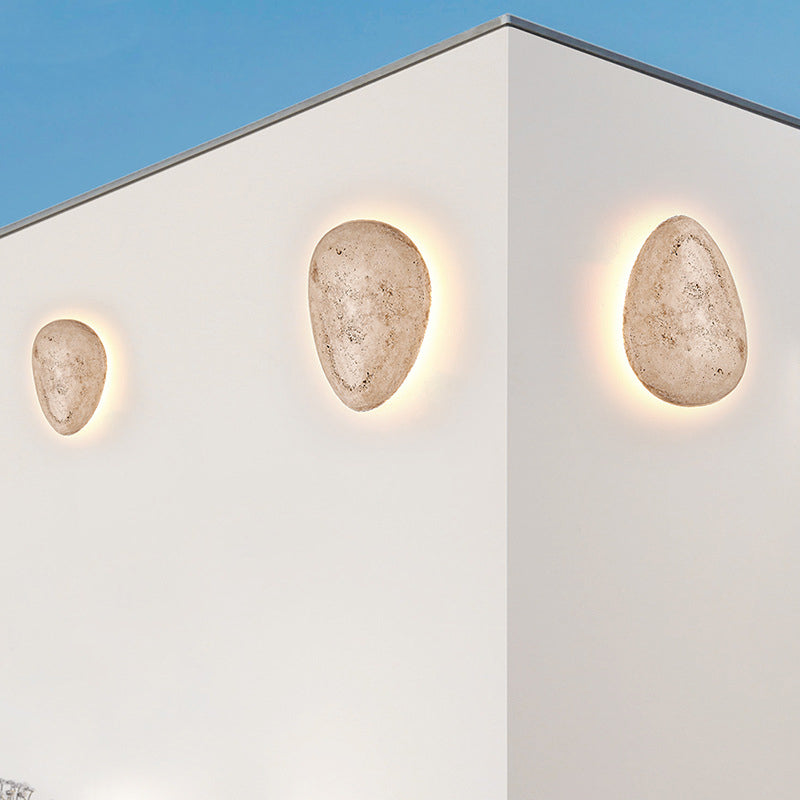 مصباح حائط خارجي مقاوم للماء بتصميم حصى الترافرتين الياباني التقليدي LED للحديقة 