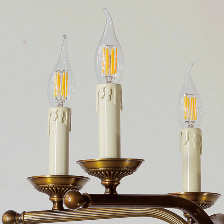 Traditioneller Vintage-Kerzenhalter aus antikem Messing im Used-Look, 3/6-flammiger Kronleuchter für Wohnzimmer 