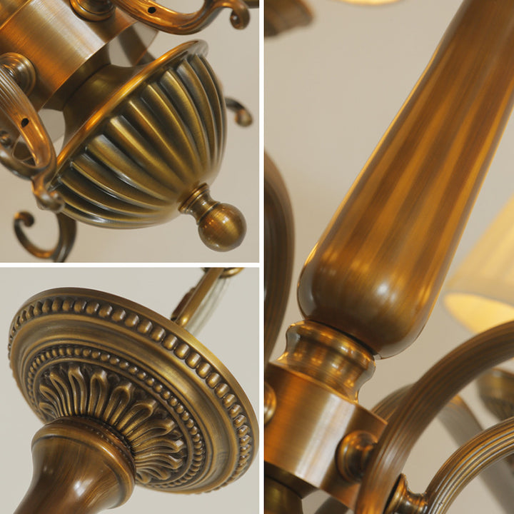 Traditioneller Vintage-Kerzenhalter aus antikem Messing im Used-Look, 3/6-flammiger Kronleuchter für Wohnzimmer 