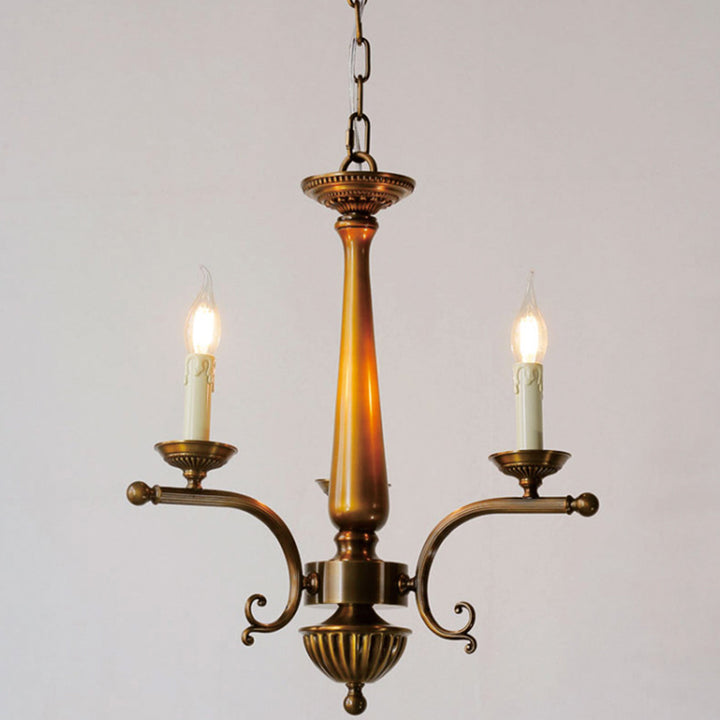 Traditioneller Vintage-Kerzenhalter aus antikem Messing im Used-Look, 3/6-flammiger Kronleuchter für Wohnzimmer 