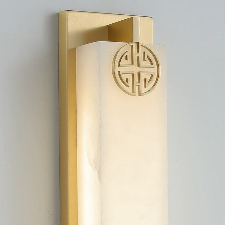 Applique murale étanche à LED en acier inoxydable avec abat-jour en marbre et colonne chinoise traditionnelle pour patio extérieur 