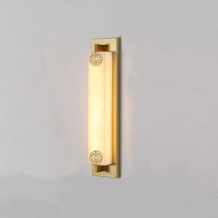Applique murale étanche à LED en acier inoxydable avec abat-jour en marbre et colonne chinoise traditionnelle pour patio extérieur 