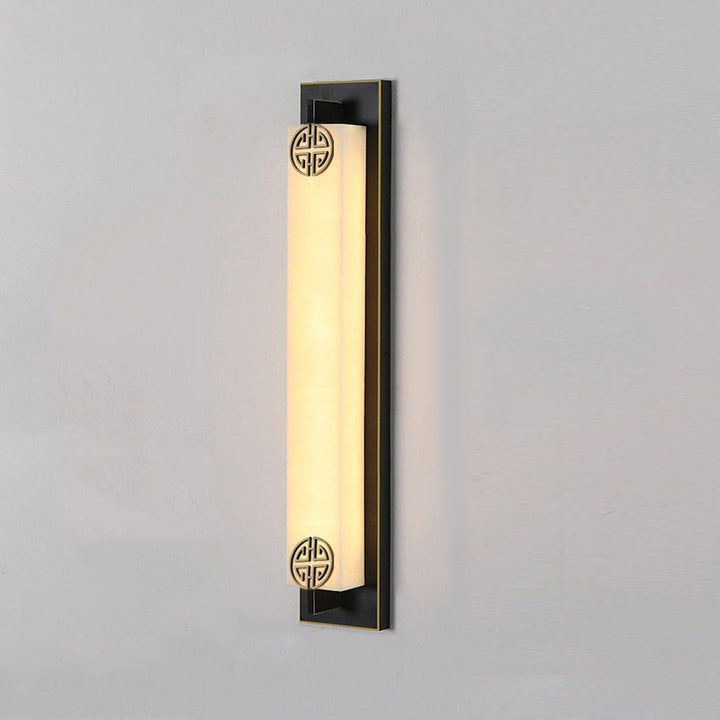 Applique murale étanche à LED en acier inoxydable avec abat-jour en marbre et colonne chinoise traditionnelle pour patio extérieur 