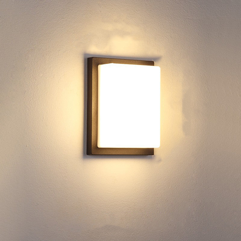 مصباح حائط خارجي مقاوم للماء من ABS LED بتصميم مربع بسيط حديث للحديقة 
