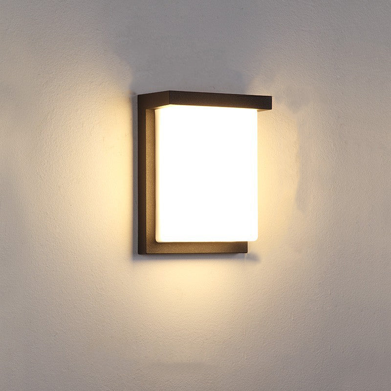 مصباح حائط خارجي مقاوم للماء من ABS LED بتصميم مربع بسيط حديث للحديقة 