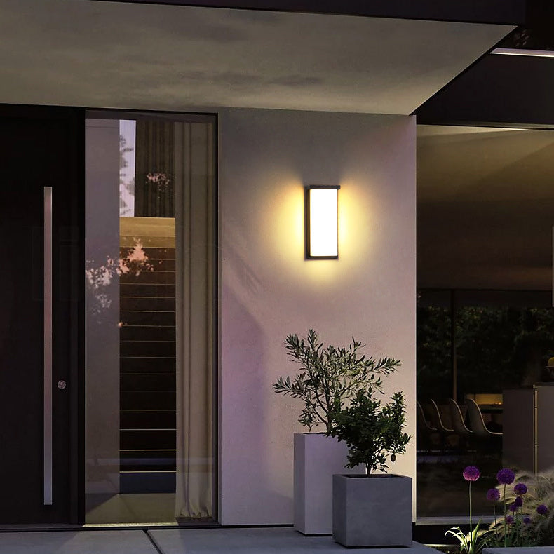 مصباح حائط خارجي مقاوم للماء من ABS LED بتصميم مربع بسيط حديث للحديقة 