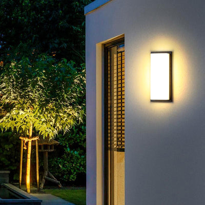 مصباح حائط خارجي مقاوم للماء من ABS LED بتصميم مربع بسيط حديث للحديقة 