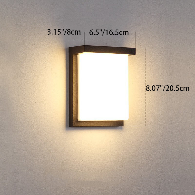 مصباح حائط خارجي مقاوم للماء من ABS LED بتصميم مربع بسيط حديث للحديقة 