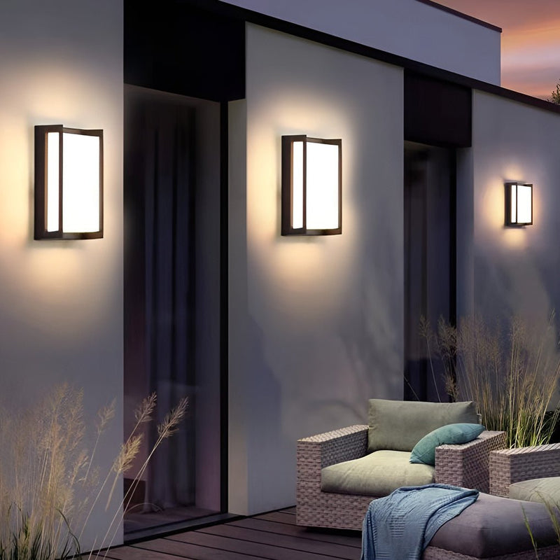 مصباح حائط خارجي مقاوم للماء LED ABS مستطيل بسيط حديث للحديقة 