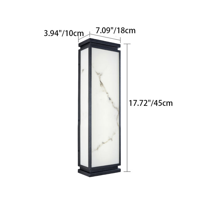 Lampe murale extérieure LED étanche en acier inoxydable chinois traditionnel avec abat-jour imitation marbre pour jardin 