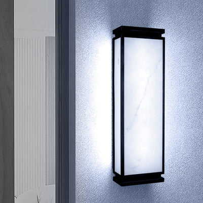 مصباح حائط خارجي مقاوم للماء LED بظل تقليدي من الفولاذ المقاوم للصدأ بتقليد الرخام للحديقة 