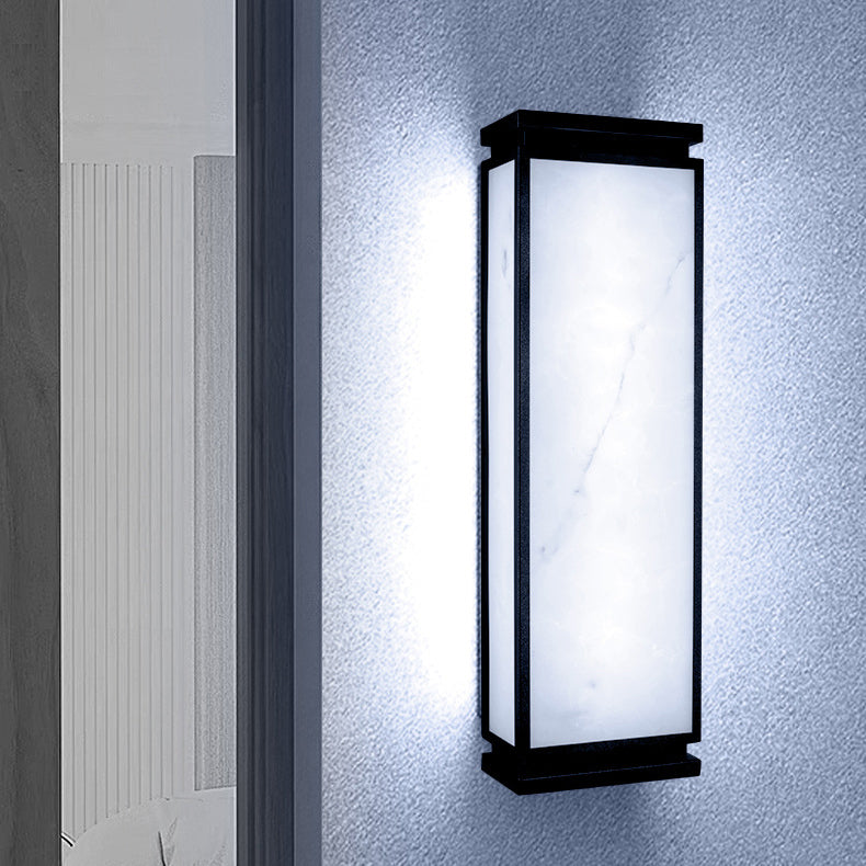 مصباح حائط خارجي مقاوم للماء LED بظل تقليدي من الفولاذ المقاوم للصدأ بتقليد الرخام للحديقة 