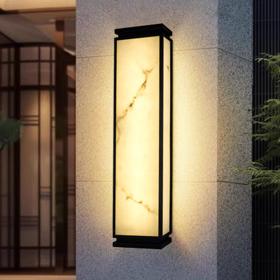 مصباح حائط خارجي مقاوم للماء LED بظل تقليدي من الفولاذ المقاوم للصدأ بتقليد الرخام للحديقة 