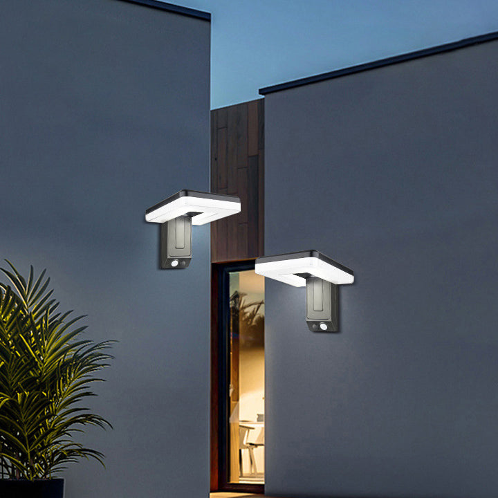Contemporary Industrial Square ABS Solar Waterproof LED Outdoor Wall Sconce Lamp For Garden