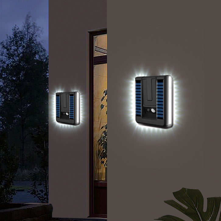 Contemporary Industrial Square ABS Solar Waterproof LED Outdoor Wall Sconce Lamp For Garden