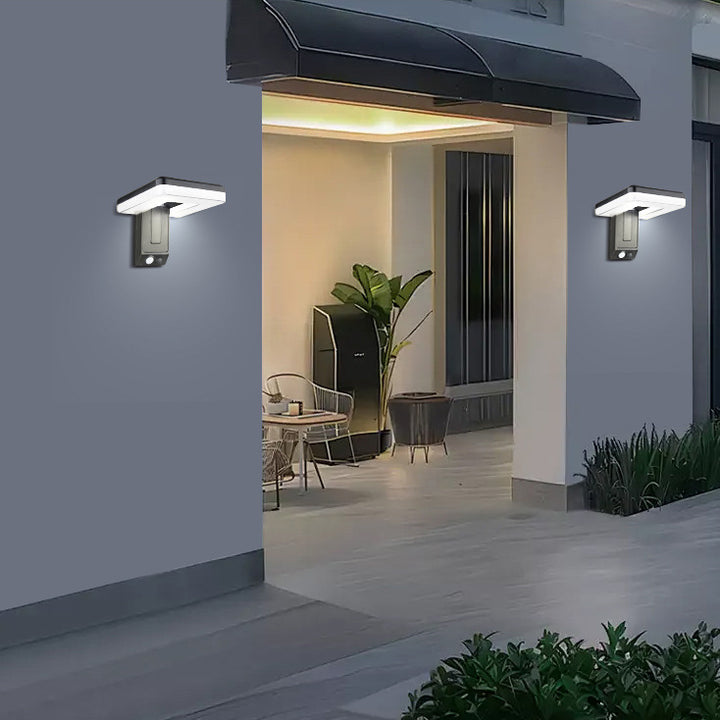 Contemporary Industrial Square ABS Solar Waterproof LED Outdoor Wall Sconce Lamp For Garden