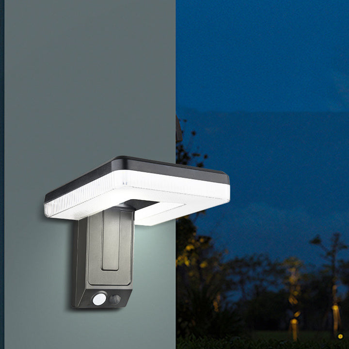 Contemporary Industrial Square ABS Solar Waterproof LED Outdoor Wall Sconce Lamp For Garden