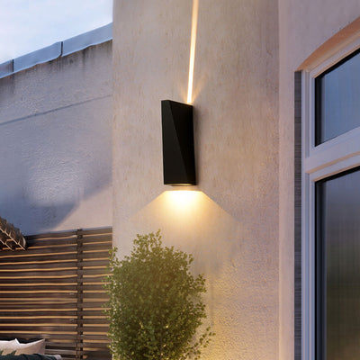 Aplique de pared LED iluminado hacia arriba y hacia abajo de aluminio minimalista moderno para patio exterior 