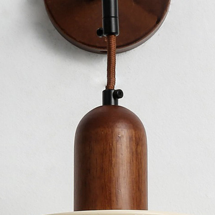 Aplique de pared redondo de 1 luz con diseño de flores de madera maciza japonesa tradicional y tallado en resina para cabecera 