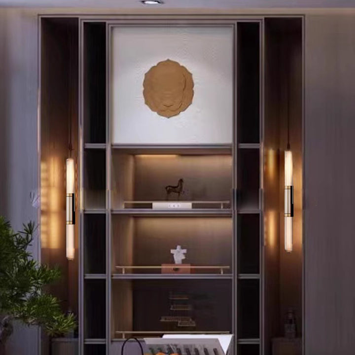 Contemporary Retro Iron Glass Long Strip LED Wall Sconce Lamp For Living Room