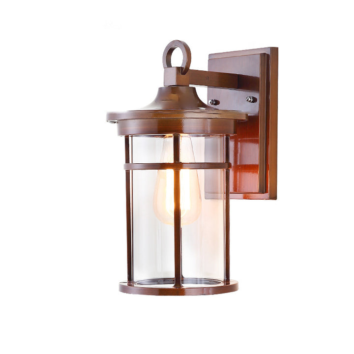 Applique Murale Étanche à 1 Lumière avec Abat-Jour en Verre en Aluminium Cylindrique Contemporain pour Patio Extérieur 