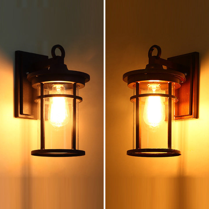 Applique Murale Étanche à 1 Lumière avec Abat-Jour en Verre en Aluminium Cylindrique Contemporain pour Patio Extérieur 