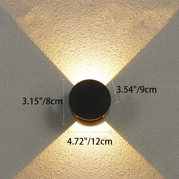 Moderne minimalistische runde Aluminium-LED-Wandleuchte mit Beleuchtung nach oben und unten, wasserdicht, für den Außenbereich 