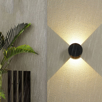 Applique Murale Étanche LED Ronde Minimaliste Moderne en Aluminium avec Éclairage Vers le Haut et le Bas pour Patio Extérieur 