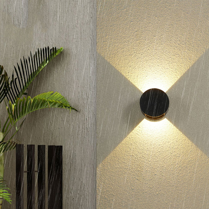 Applique Murale Étanche LED Ronde Minimaliste Moderne en Aluminium avec Éclairage Vers le Haut et le Bas pour Patio Extérieur 