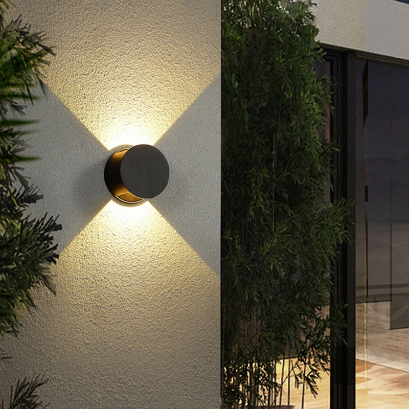 Applique Murale Étanche LED Ronde Minimaliste Moderne en Aluminium avec Éclairage Vers le Haut et le Bas pour Patio Extérieur 