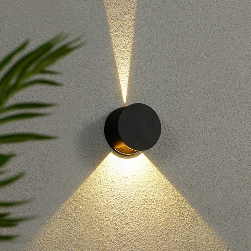 Applique Murale Étanche LED Ronde Minimaliste Moderne en Aluminium avec Éclairage Vers le Haut et le Bas pour Patio Extérieur 