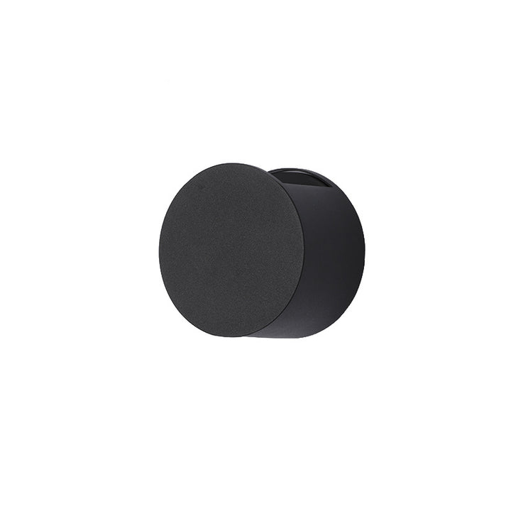 Modern Minimalist Round Aluminum Up And Down Illuminated LED Waterproof Wall Sconce Lamp For Outdoor Patio