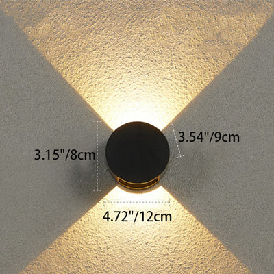 Applique Murale Étanche LED Ronde Minimaliste Moderne en Aluminium avec Éclairage Vers le Haut et le Bas pour Patio Extérieur 