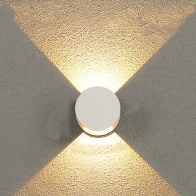 Applique Murale Étanche LED Ronde Minimaliste Moderne en Aluminium avec Éclairage Vers le Haut et le Bas pour Patio Extérieur 