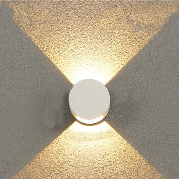 Applique Murale Étanche LED Ronde Minimaliste Moderne en Aluminium avec Éclairage Vers le Haut et le Bas pour Patio Extérieur 