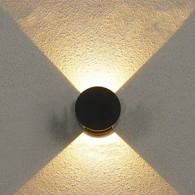 Applique Murale Étanche LED Ronde Minimaliste Moderne en Aluminium avec Éclairage Vers le Haut et le Bas pour Patio Extérieur 