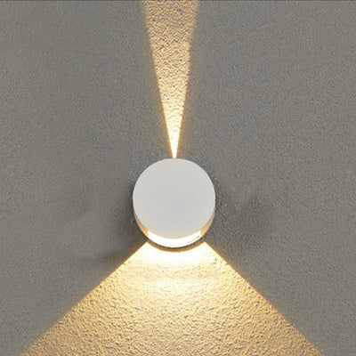 Applique Murale Étanche LED Ronde Minimaliste Moderne en Aluminium avec Éclairage Vers le Haut et le Bas pour Patio Extérieur 