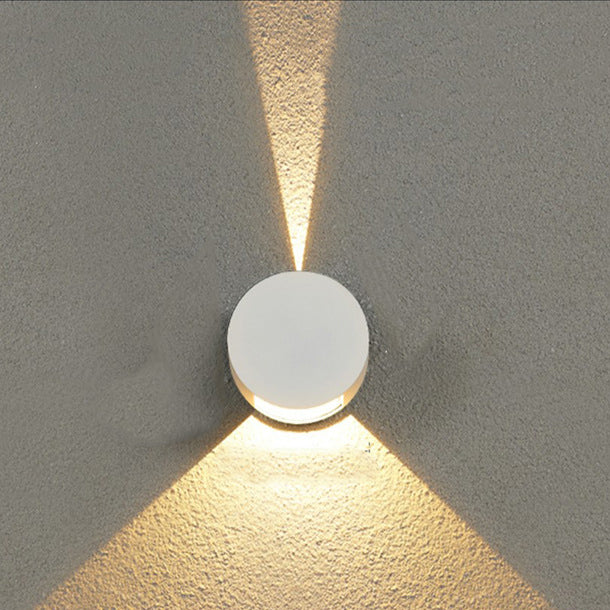 Applique Murale Étanche LED Ronde Minimaliste Moderne en Aluminium avec Éclairage Vers le Haut et le Bas pour Patio Extérieur 