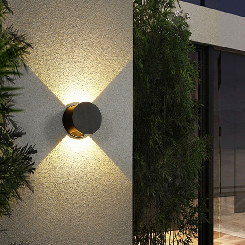 Applique Murale Étanche LED Ronde Minimaliste Moderne en Aluminium avec Éclairage Vers le Haut et le Bas pour Patio Extérieur 