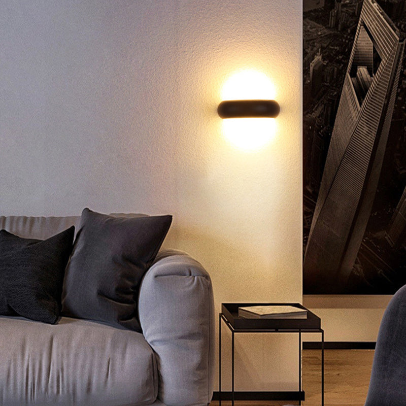 Applique Murale Moderne Minimaliste Ronde en Aluminium LED Étanche Pour Patio Extérieur 