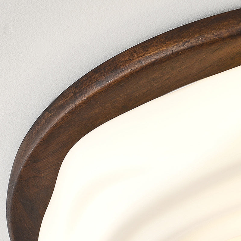 Plafonnier LED rond en acrylique imitation bois grain fer nordique contemporain pour salon 