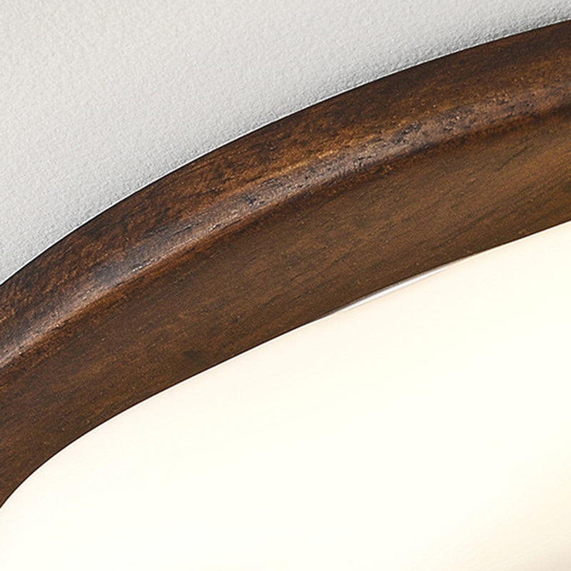 Plafonnier LED rond en acrylique imitation bois grain fer nordique contemporain pour salon 