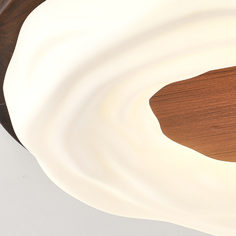 Plafonnier LED rond en acrylique imitation bois grain fer nordique contemporain pour salon 
