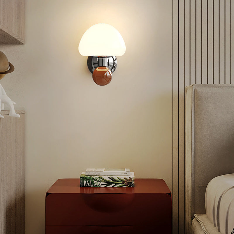 Moderne nordische Creme Eisen Pilz PE Schirm LED Wandleuchte für Wohnzimmer 