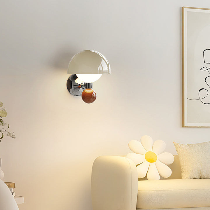 Moderne nordische Creme Eisen Pilz PE Schirm LED Wandleuchte für Wohnzimmer 